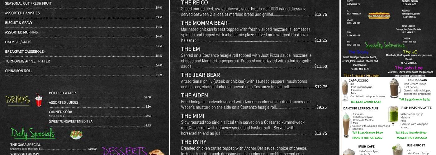 CC's Cafe and Catering Menu