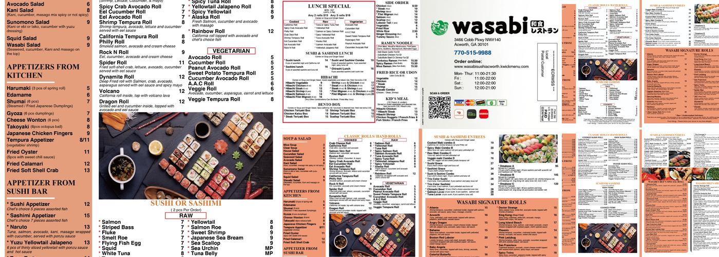 Wasabi Sushi Steak Menu