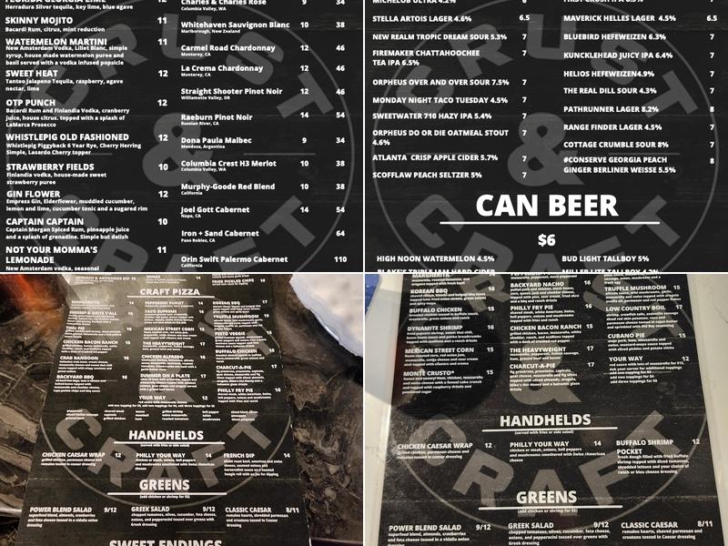 Crust & Craft Sharpsburg Menu