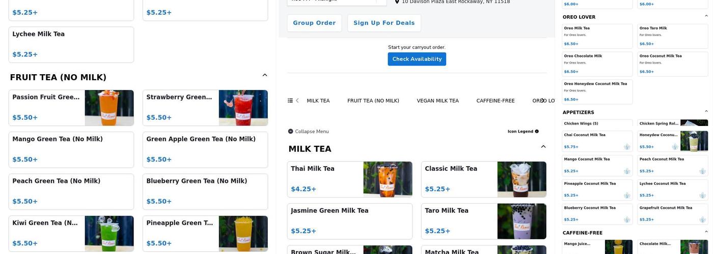 Thai Ramen and Bubble Tea Menu