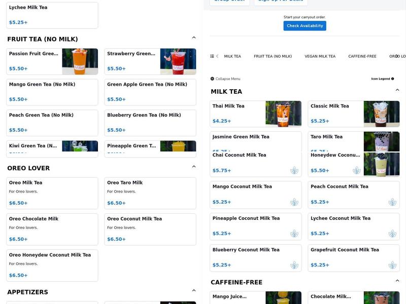 Thai Ramen and Bubble Tea Menu