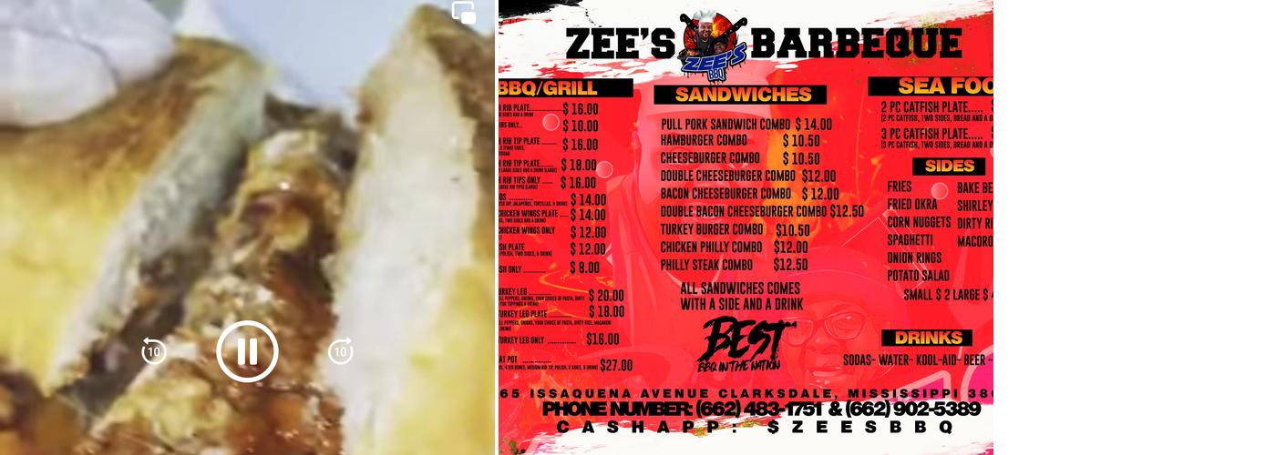 Zee’s Barbeque Menu