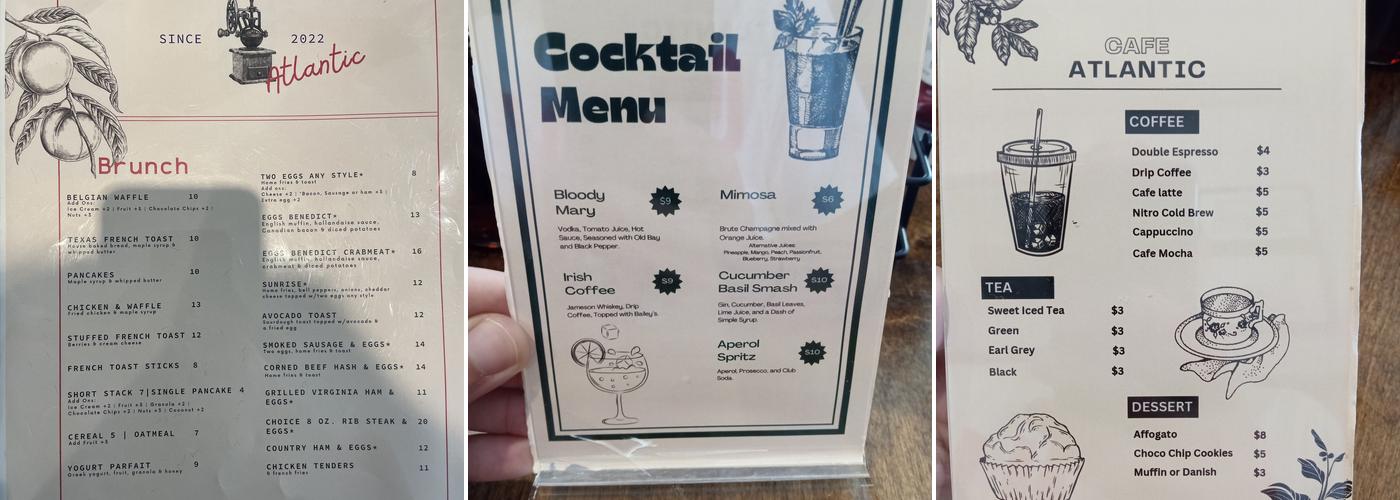 Cafe Atlantic Menu
