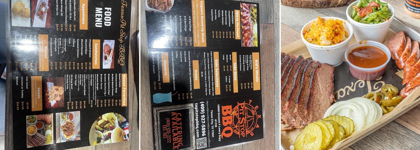 Texas Pit Stop Menu