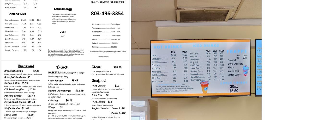 Country Corner Cafe Menu