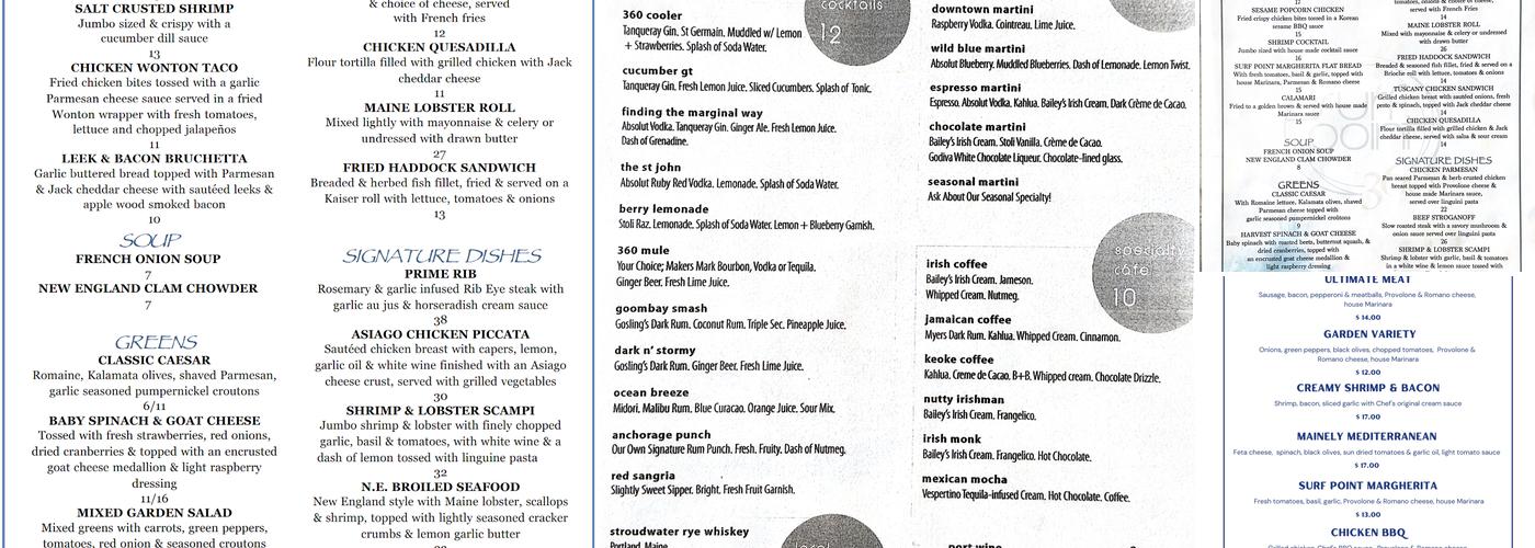 Surf Point 360 Menu