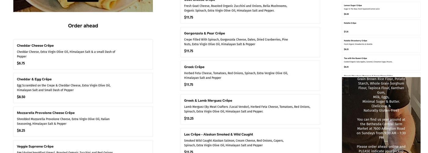 Rita’s Crepes and More Menu