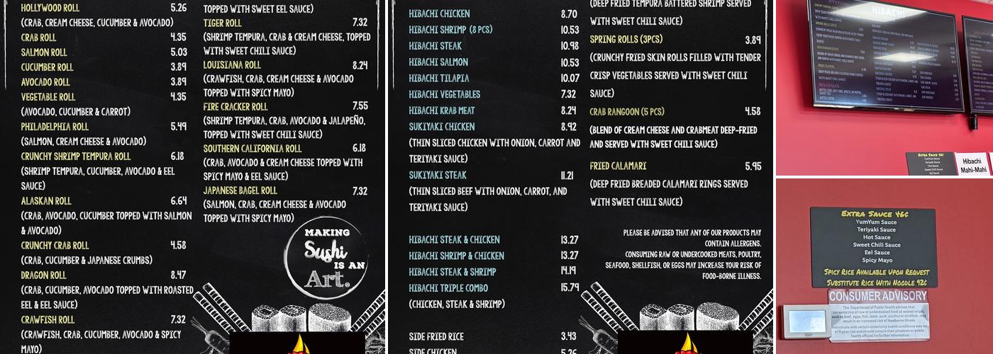 Bang Bang Hibachi Express Old Hickory Menu