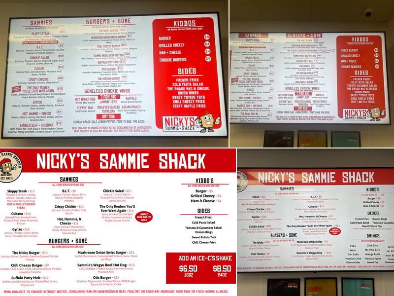 Nicky's Sammie Shack Menu