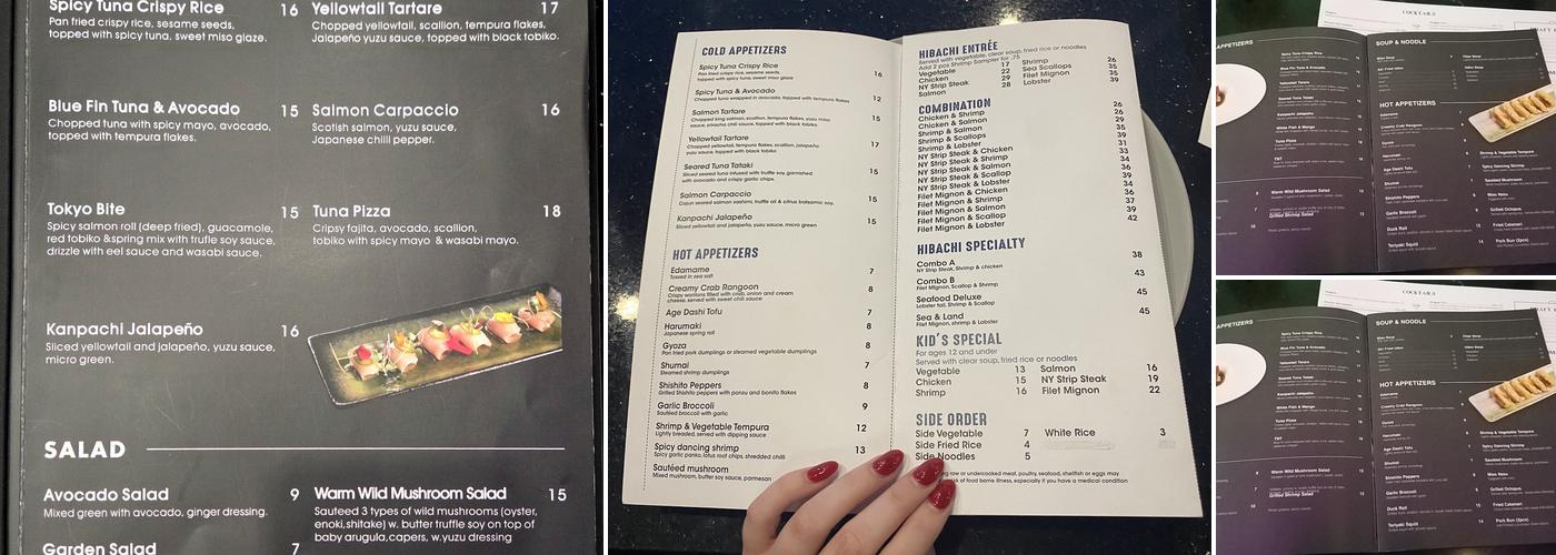 Taku Japanese Steakhouse Menu