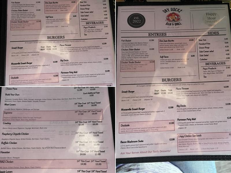Dry Dockz Bar & Grill Menu