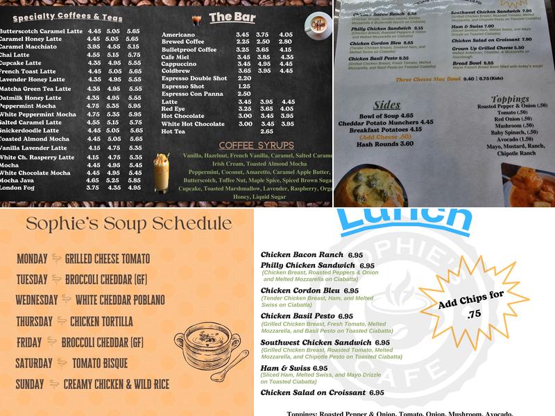 Sophie's Cafe Menu