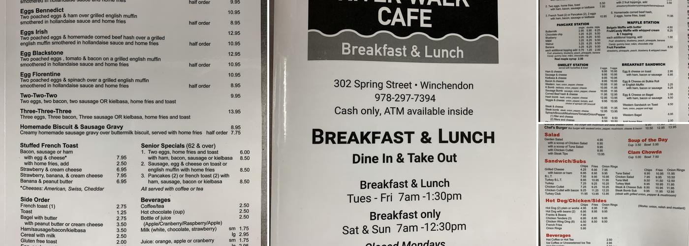 Riverwalk Café Menu