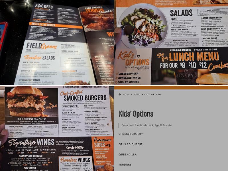Rigsby's Smoked Burgers, Wings & Grill Menu