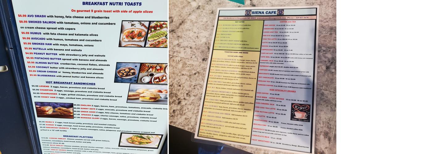Siena Coffee House Menu