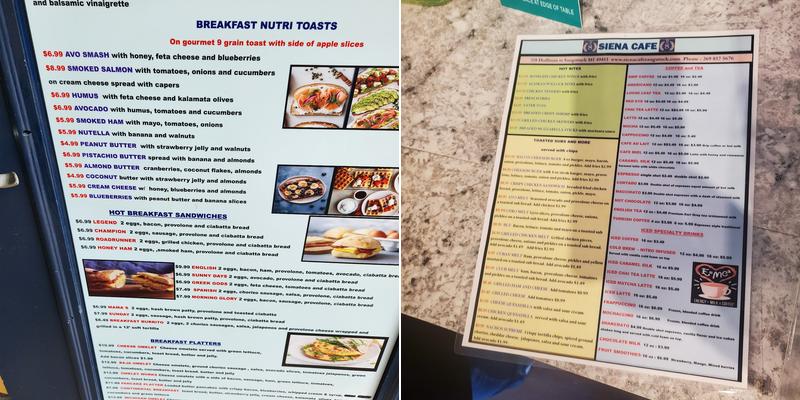 Siena Coffee House Menu