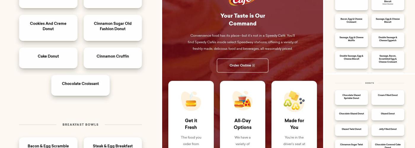 Speedy Cafe Menu