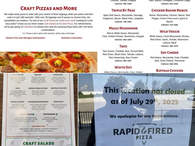 Rapid Fired Pizza Menu