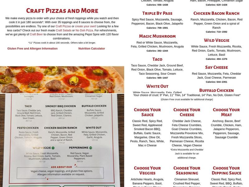 Rapid Fired Pizza Menu