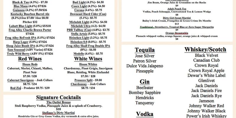 Finnigan's On The Lake Menu