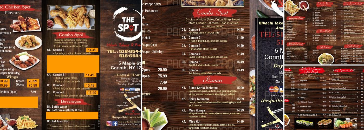 The Spot Hibachi Take Out & Fried Chicken Menu