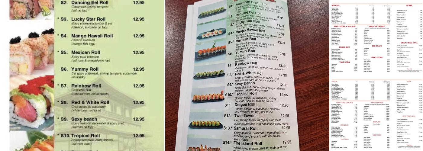 Teppanyaki cafe Menu