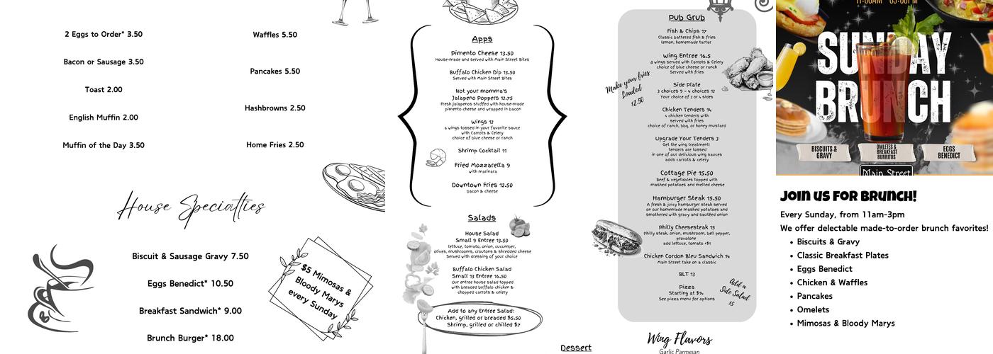 Main Street Bar & Grill Menu