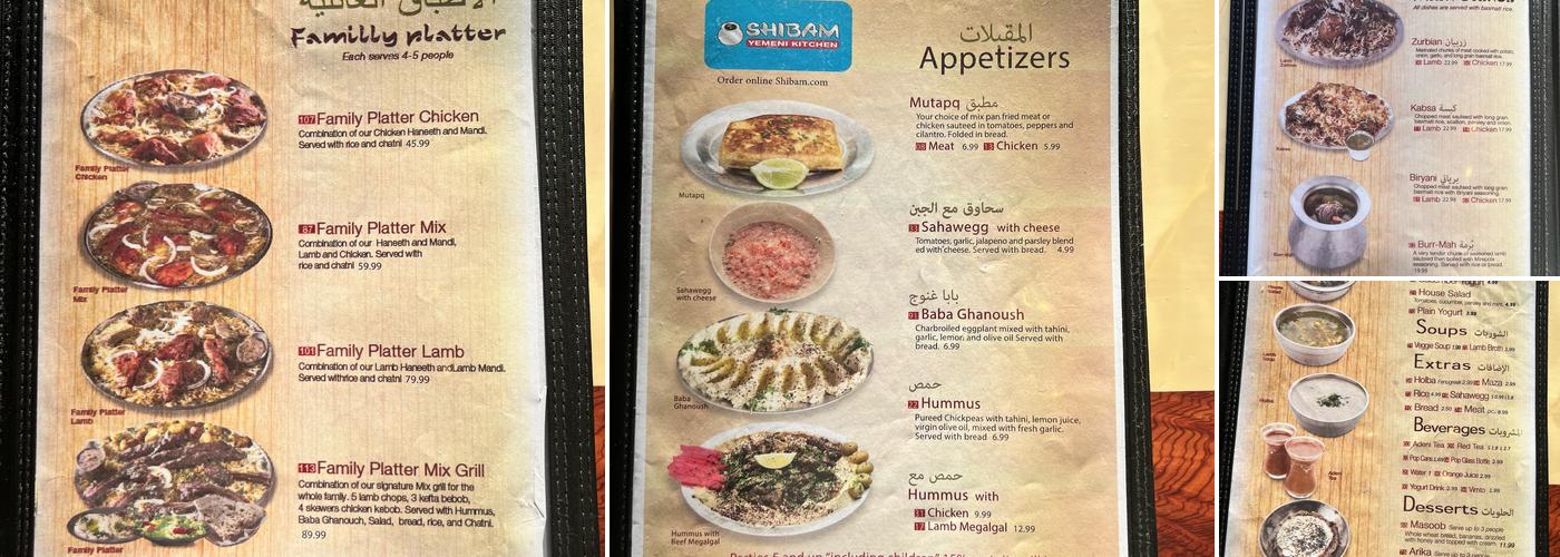 Shibam by Devon Menu