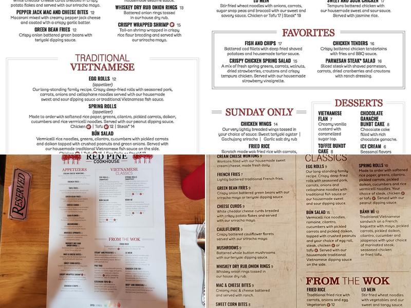 Red Pine Cookhouse Menu