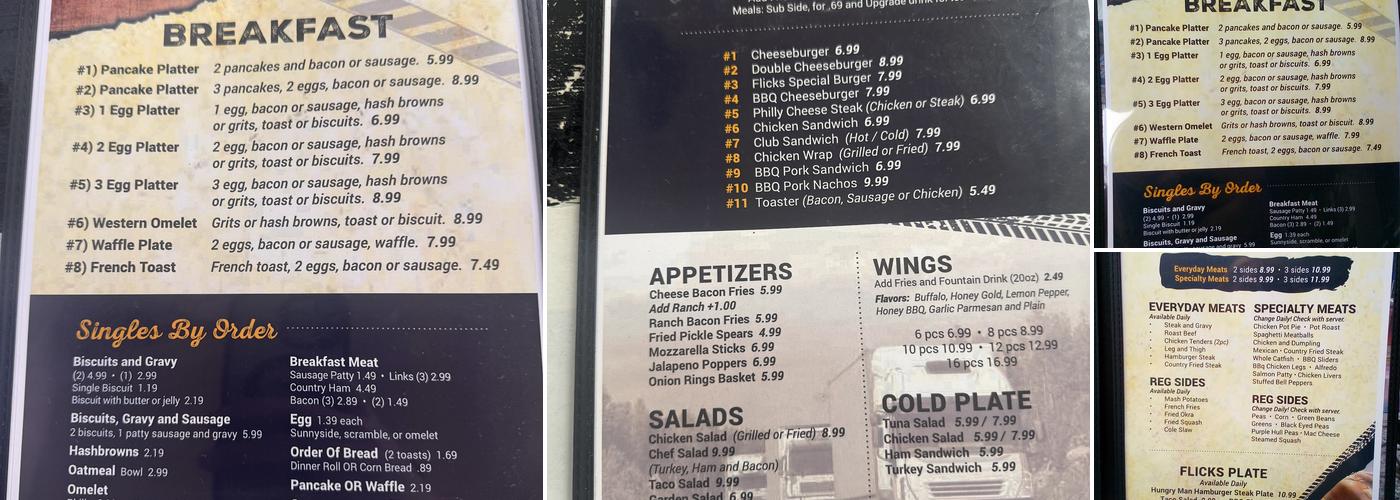 FLICK'S restaurant Menu
