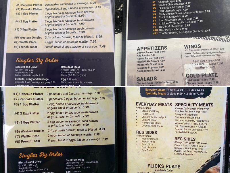 FLICK'S restaurant Menu