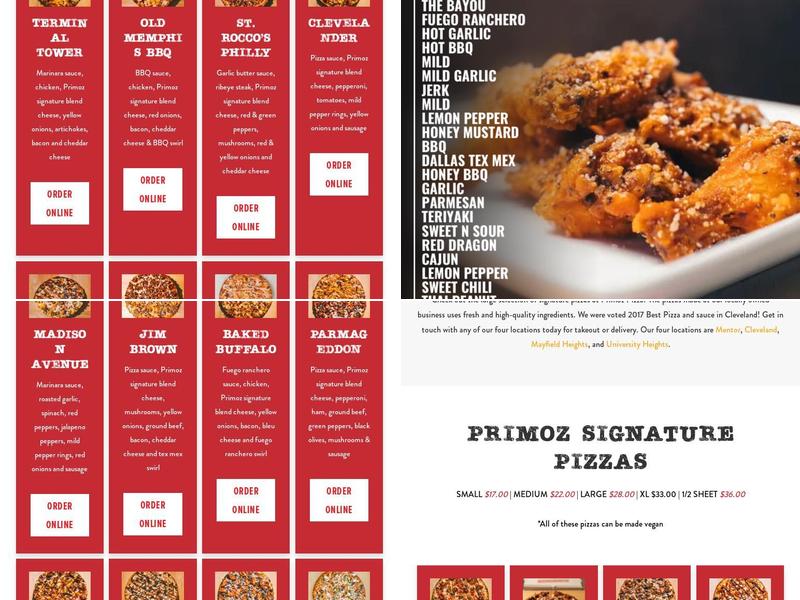 Primoz Pizza - University Heights Menu