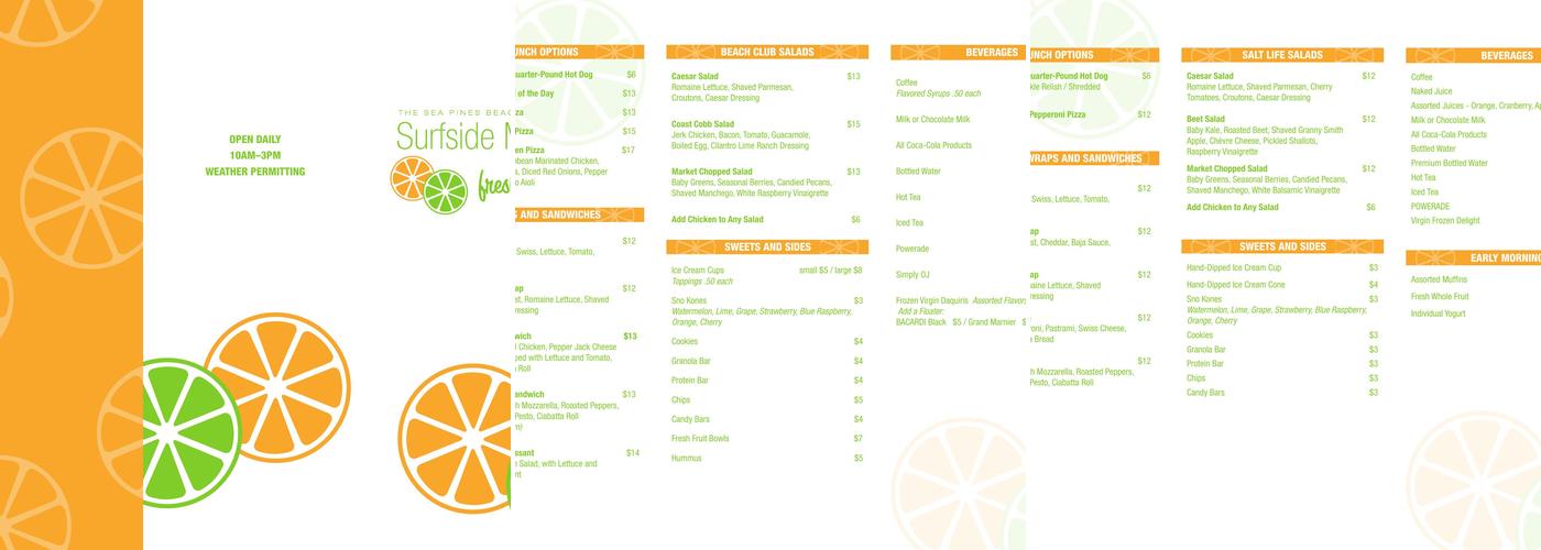 Surfside Market Menu