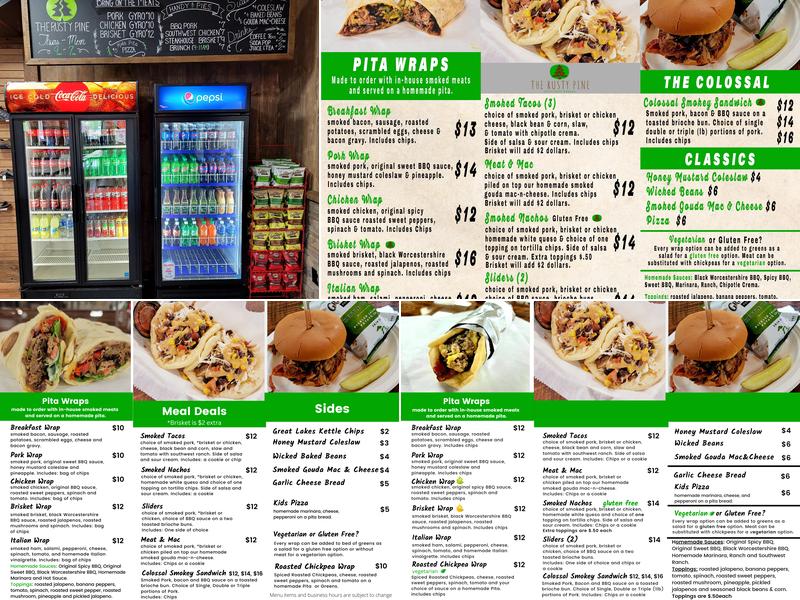 The Rusty Pine Menu