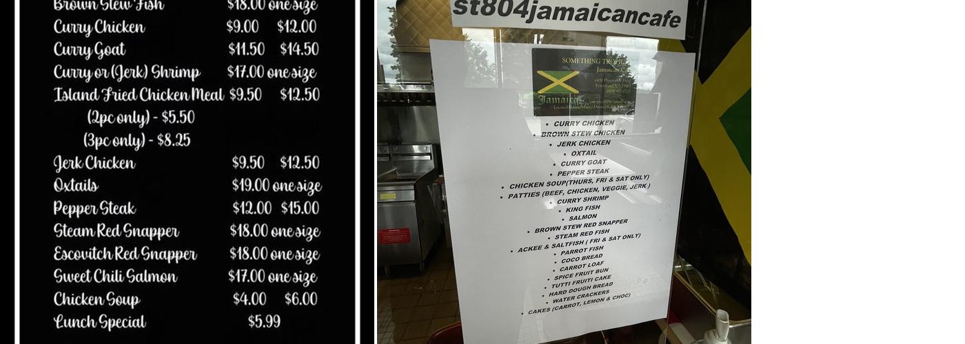 JAH B - Authentic Jamaican Food Menu