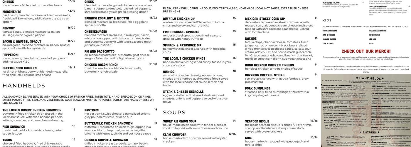 The Local Tavern and Grille Menu