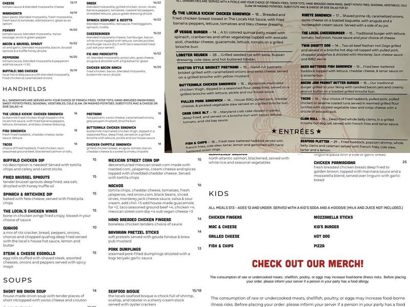 The Local Tavern and Grille Menu