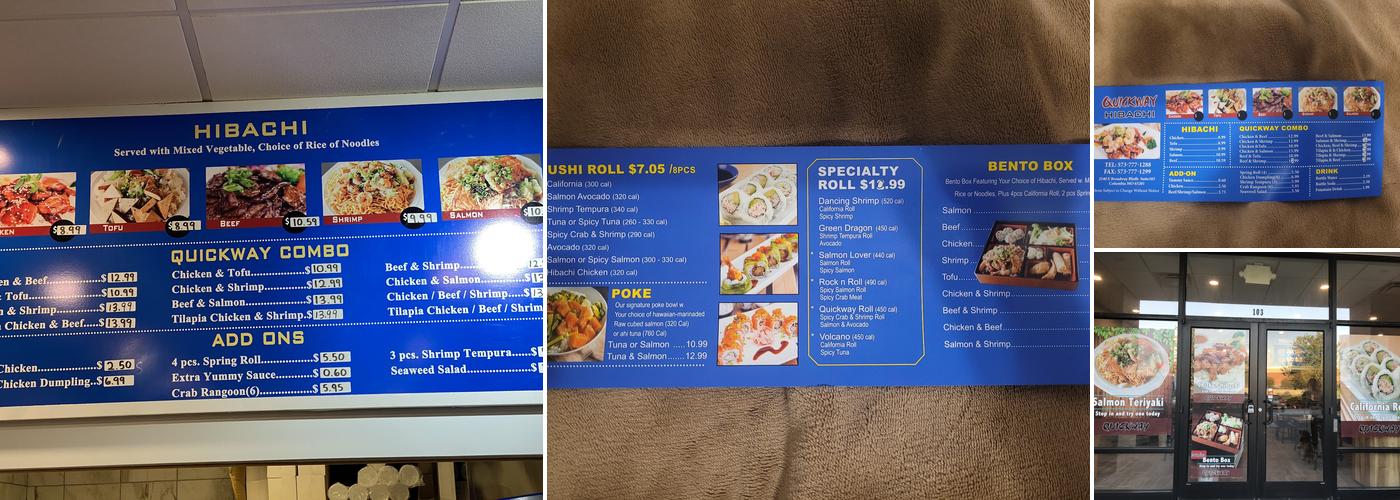 Quickway Japanese Hibachi Menu