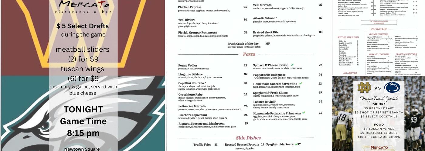 Mercato Ristorante and Bar Menu