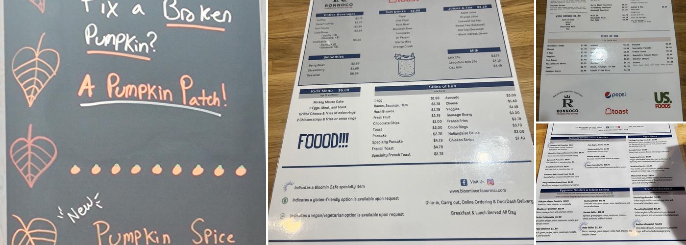Bloomin Cafe Menu