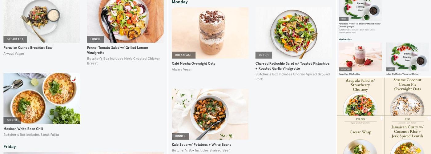 Vegetable and Butcher Menu