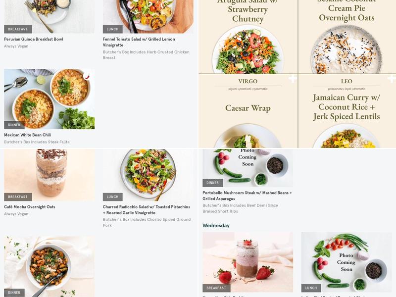 Vegetable and Butcher Menu