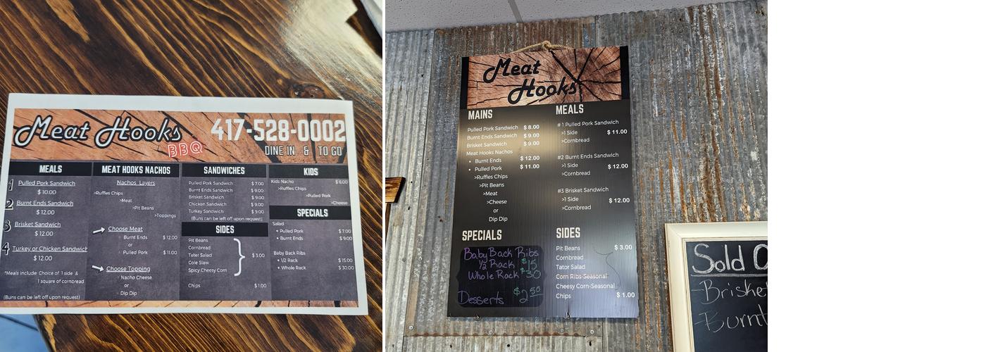 Meat Hooks BBQ Menu