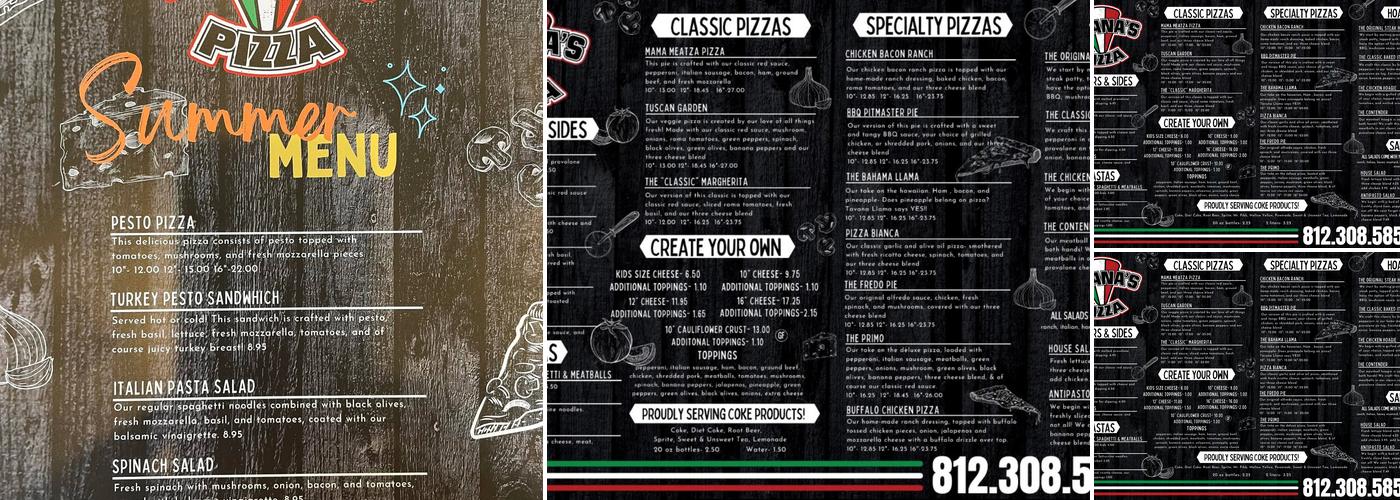 Tavana's Pizza Menu
