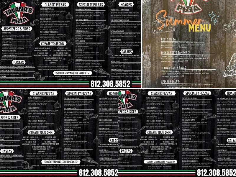 Tavana's Pizza Menu