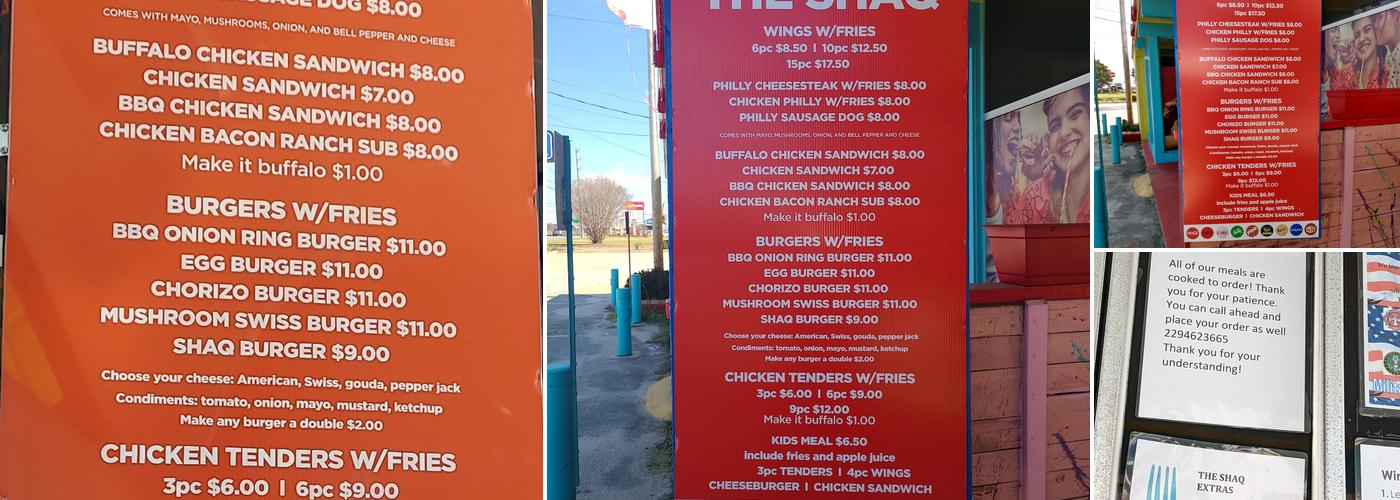 The shaq Menu