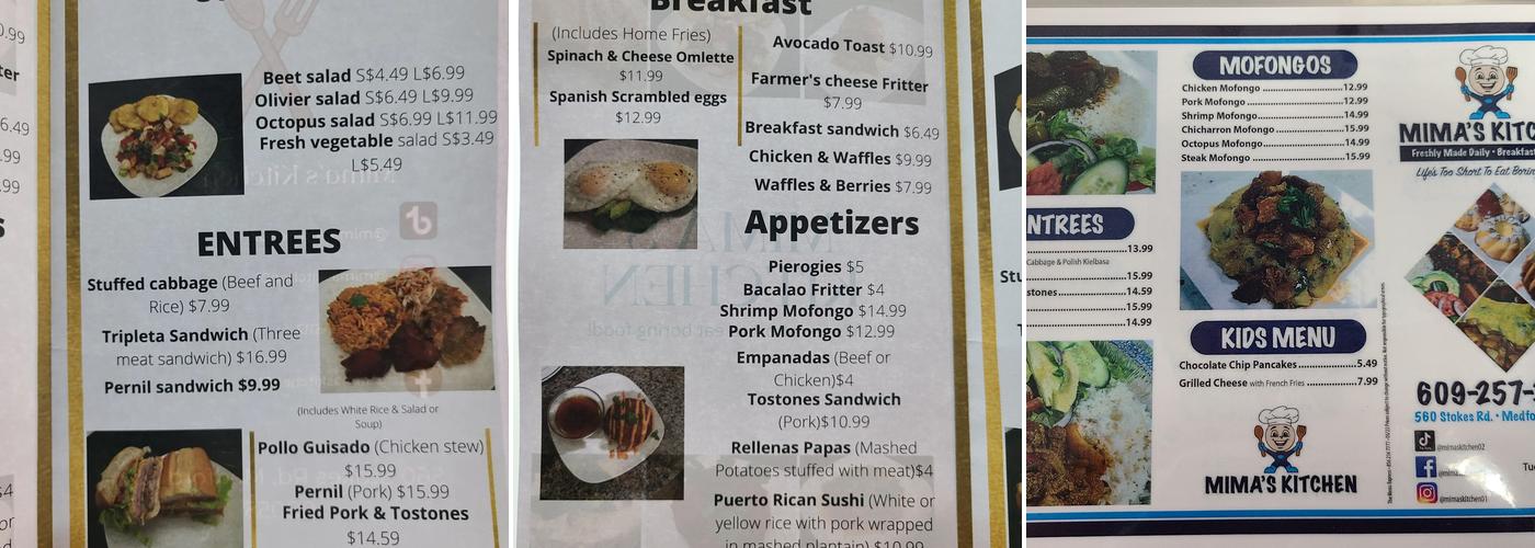 Mima’s Kitchen Menu