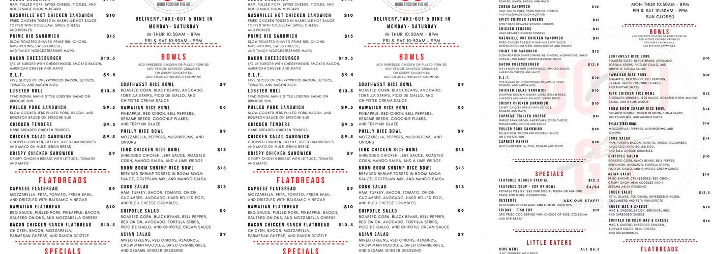 Good2Go Menu
