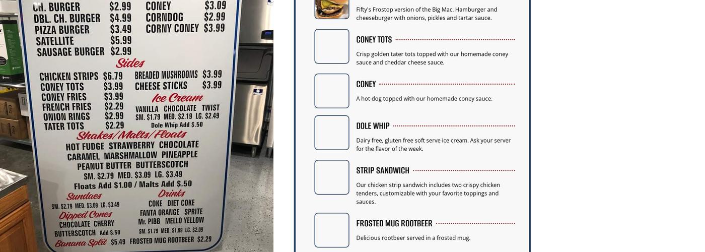 Pete's Drive In Menu