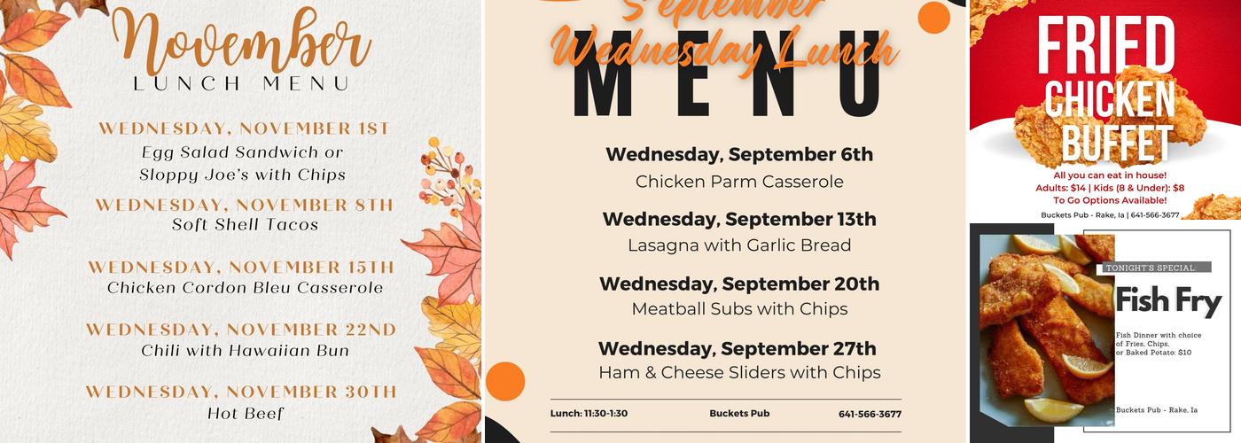 Buckets Pub Menu